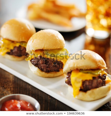 ストックフォト: Mini Cheese Burger And Pickles