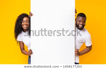 Stock fotó: Young African American Woman Holding Blank Board