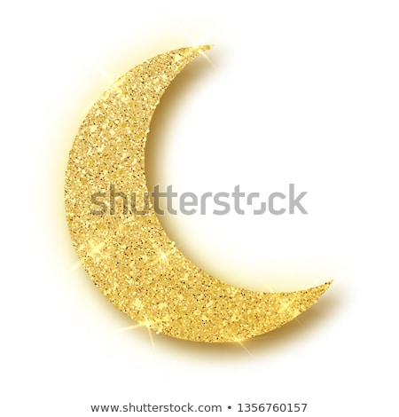 Stockfoto: Crescent Moon And Star On Golden Background For Eid Festival