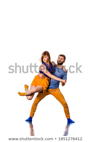 Stok fotoğraf: Professional Artists Dancing Over White