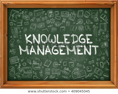 Stockfoto: Hand Drawn Knowledge Management On Green Chalkboard