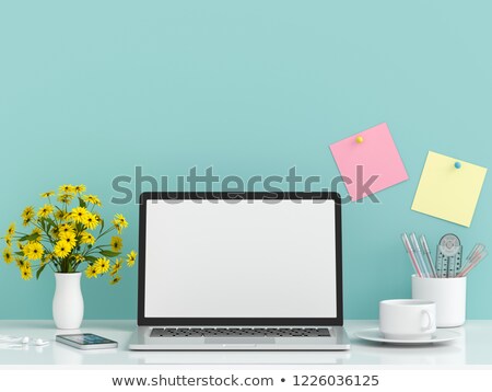 Stock fotó: Blank Sticky Notes On The Display Of Laptop 3d Rendering