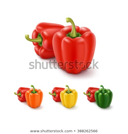 Stock fotó: Fresh Green Yellow And Red Paprika Capsicum Annuum On A White