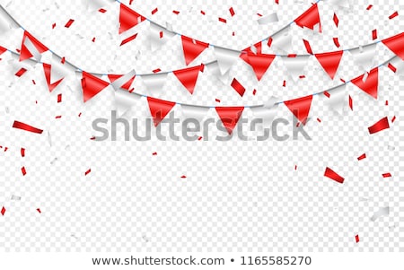 Stock photo: Celebration Party Banner Blue And Silver Foil Confetti And Flag Garland Vector Illustration