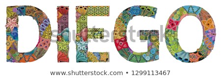 Stock foto: Male Name Diego Vector Decorative Zentangle Object