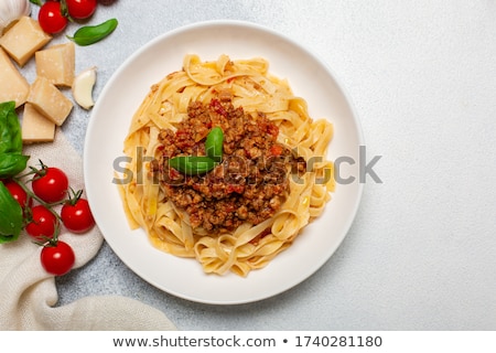 Сток-фото: Portion Of Tagliatelle With Bolognese Sauce