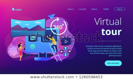 Stockfoto: Virtual Tour Vector Landing Page Template