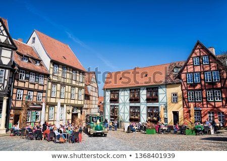 Сток-фото: The Street With Half Timbered Houses In Quedlinburg Germany