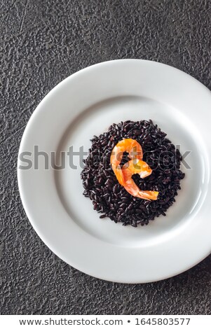 Stok fotoğraf: Black Wholegrain Rice With Shrimp