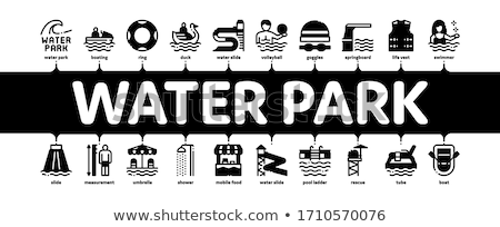Zdjęcia stock: Water Park Attraction Minimal Infographic Banner Vector