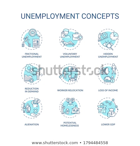 Foto stock: Unemployment Type Turquoise Concept Icons Set