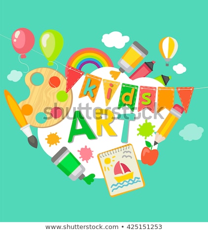 Foto stock: Colorful Kid Art Palette Cartoon Illustration Vector