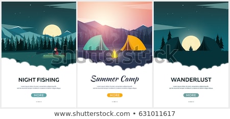 Сток-фото: Summer Camp Evening Camp Pine Forest And Rocky Mountains Sunset In The Mountains Climbing Trekk