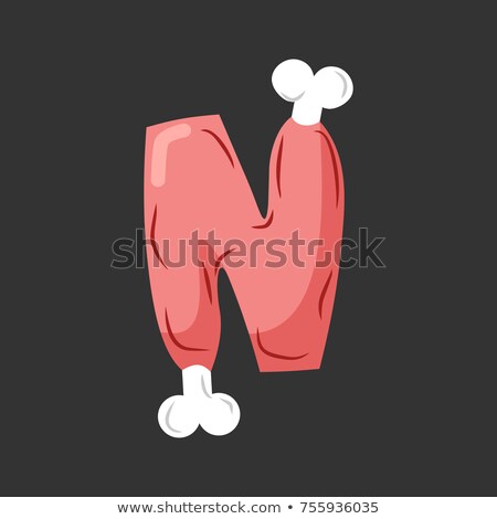 Stock fotó: Letter N Meat Font Pork And Bone Alphabet Sign Ham Lettering