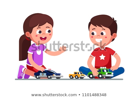 Stockfoto: Cartoon Boys Playing With Toys