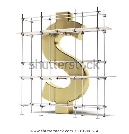 Foto stock: Golden Dollar Sign With Scaffold