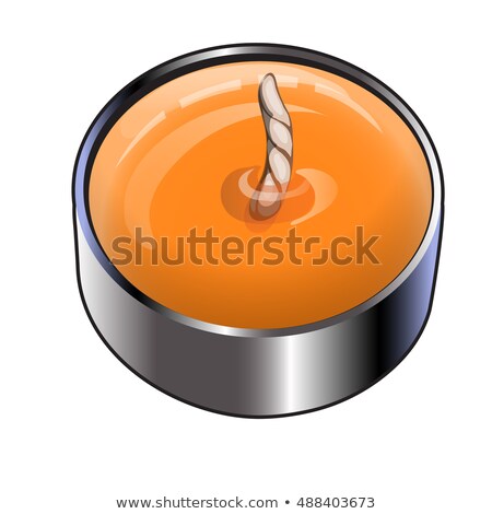 Tea Or Floating Candle In An Aluminum Sleeve Round Candle Orange Color Isolated On White Background Foto stock © lady-luck