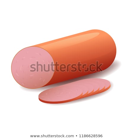 Сток-фото: Sausage Cut Sausage Slices Isolated On White Background Vector Illustration