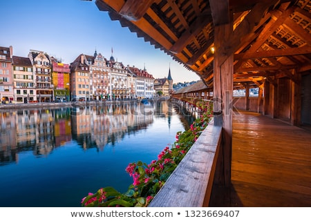 Stock photo: Luzern Chapel Bridge And Waterfront Landmarks View