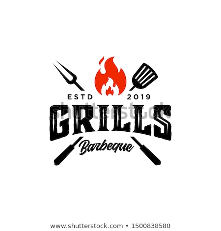 Stock photo: Hot Barbeque Vector Icons With Burning Badges