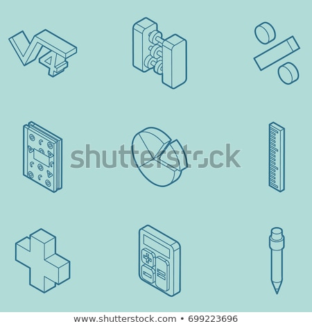 Stockfoto: Algebra Color Outline Isometric Icons
