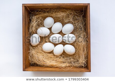 Foto stock: Organic White Eggs In Hay Nest Eco Food