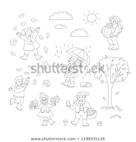 [[stock_photo]]: Etite · fille · ramasser · des · feuilles · d'érable · dans · le · parc · en · automne