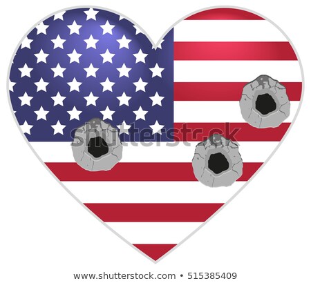 ストックフォト: Symbol Us Flag Heart Shape Bullets Pierced