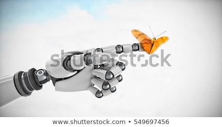 Stock foto: Robotic Hand Gesturing Against Digitally Generated Background