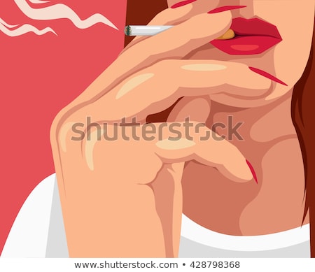 Сток-фото: Business Woman Smoking Cigar Vector Illustration