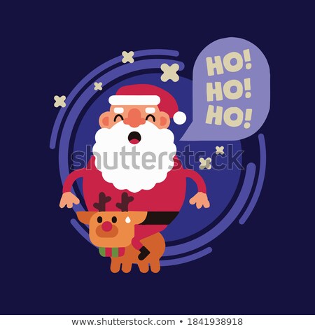 Foto stock: Retro Style Christmas Card With Cute Santa Claus Saying Ho Ho Ho