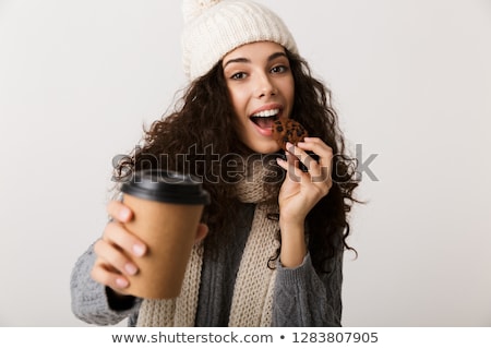 ストックフォト: Cheerful Young Woman Wearing Winter Scarf