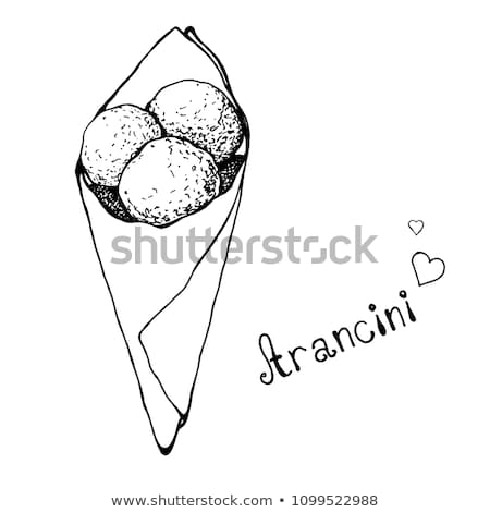 Сток-фото: Sketch Aranchini In A Paper Bag Italian Cuisine