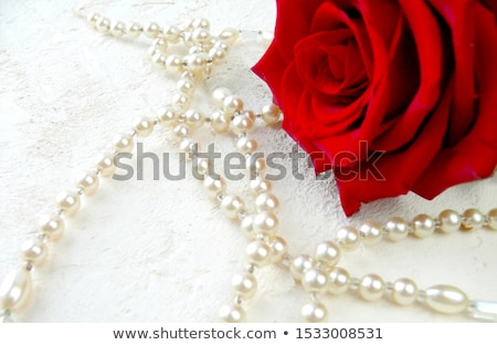 Stock fotó: Red Roses And Pearl Beads