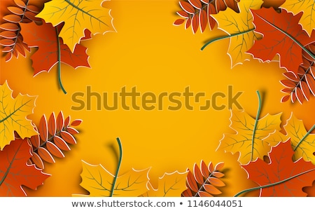 Сток-фото: Bright Autumn Leaves On The Abstract With Paper Frame