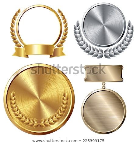 Gold And Colored Wreath Sign Set Isolated Stok fotoğraf © polygraphus