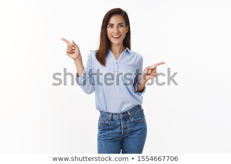 [[stock_photo]]: Woman In Casuals Pointing Sideways