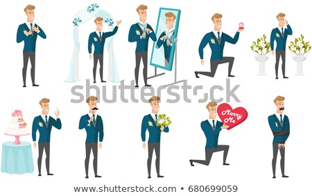 Сток-фото: Young Caucasian Groom With A Fake Mustache