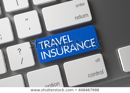 [[stock_photo]]: Travel Insurance On Blue Keyboard Button 3d