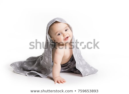 Stock photo: Baby Under A Towel Age Of 10 Months It Is Isolated On A White Background