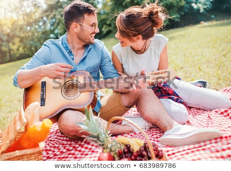 Сток-фото: Loving Coulpe Having Fun In The Forest At Spring Time