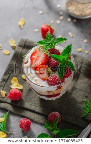 Foto stock: Homemade Granola With Yogurt Style Vintage