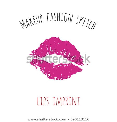 Stok fotoğraf: Female Lips Lipstick Kiss Print Set