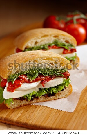 Сток-фото: Italian Caprese Sandwiches With Fresh Tomatoes Mozzarella Cheese