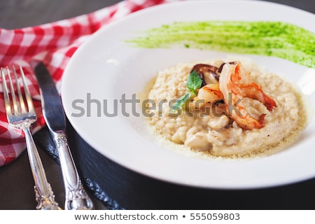 Stockfoto: Delicious Mushrooms And Seafood Risotto