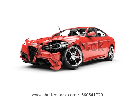 Stock photo: Car Crash On White Background Isolated 3d Illustration