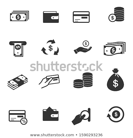 Foto stock: Stroke Money Icons Bank Deposits Vector Image