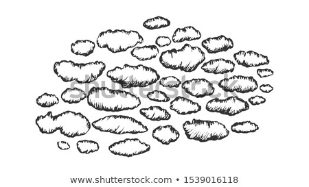 Foto stock: Fluffy Clouds Cumulus Flying On Sky Ink Vector