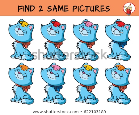 Foto stock: Find Two Same Cats Task Coloring Book