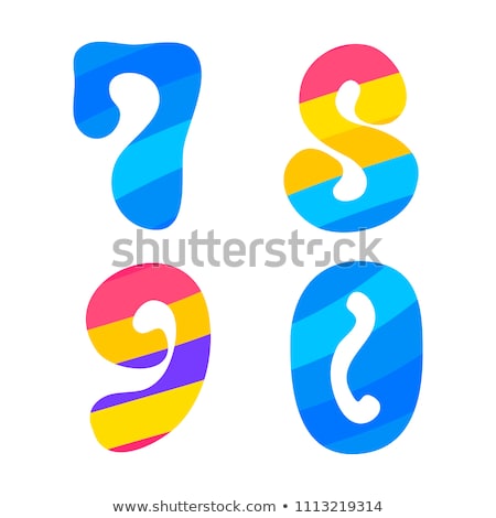 Stock fotó: Psychedelic Font With Colorful Pattern Vintage Hippie 7 8 9 0 Letters On White